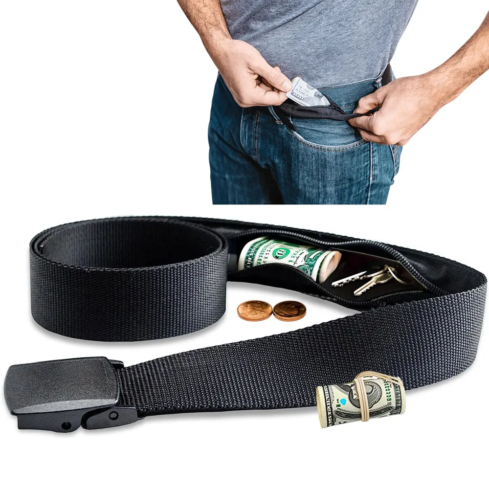 Viagem dinheiro anti roubo cinto saco de cintura feminino portátil escondido dinheiro cinta cinto carteira pacote de cintura masculino segredo escondendo cinto 120cm