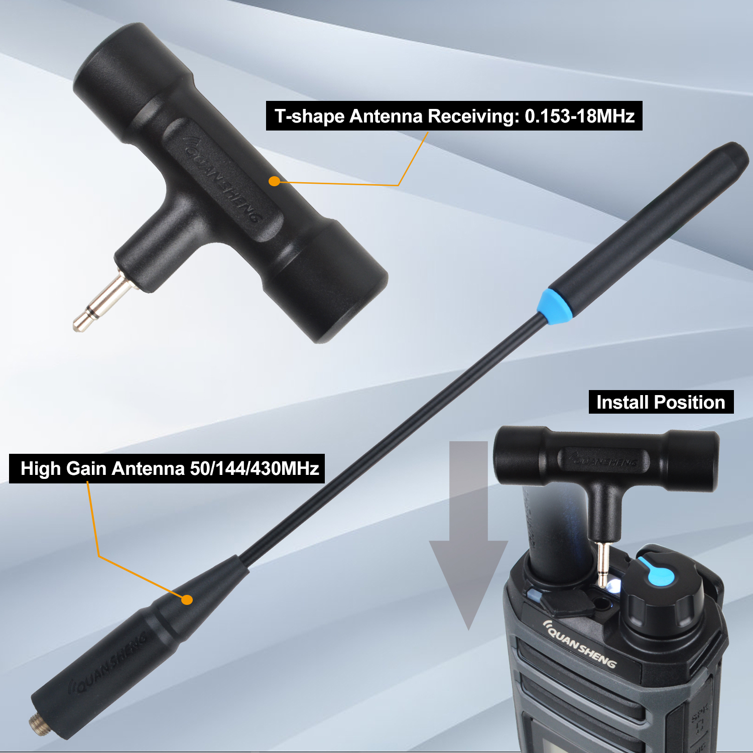 Quansheng TK11(5) Taiko Kong 10W 0.153-1160MHz Short Wave AM/SSB/FM Dual Receiving MW SW 999Ch Scrambler FM Walkie Talkie
