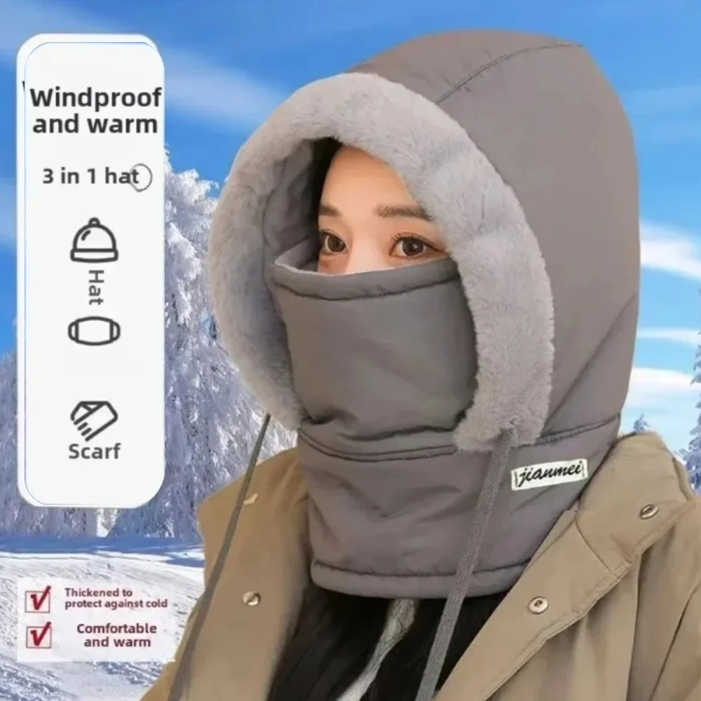 2025 Passamontagna termico per climi freddi Sciarpa invernale con cappuccio antivento Cappello unisex in peluche Scaldacollo Maschera da sci per attività all'aperto