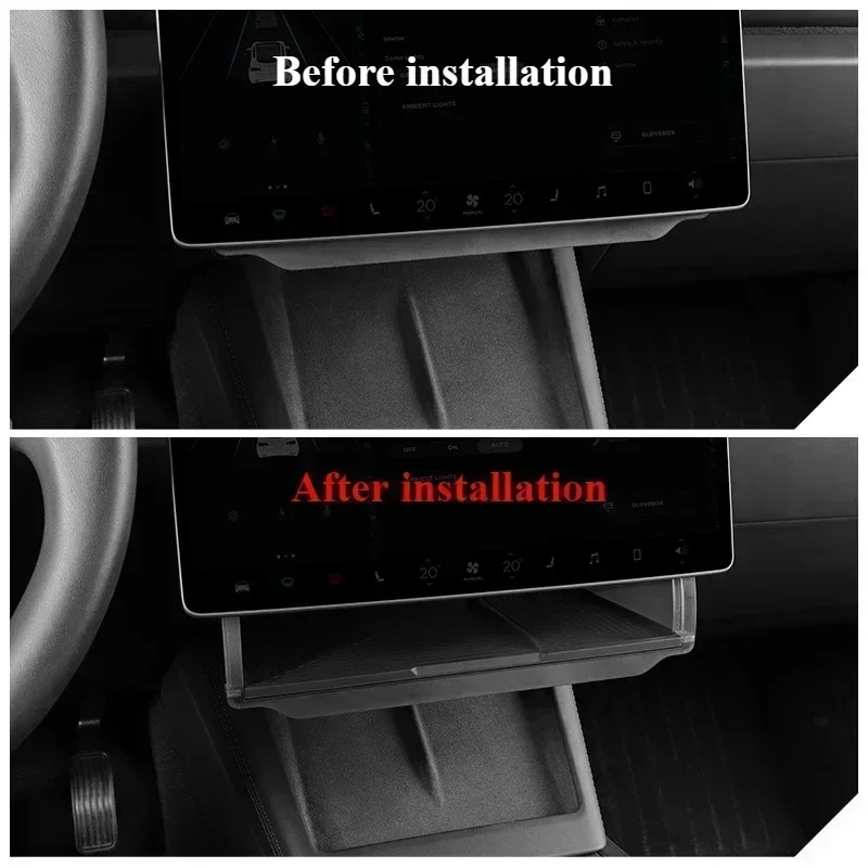 Under Screen Storage Box for Tesla Model Y/3+ Highland Model Y juniper Central Control Hidden Storage Organizer Tray Accessories