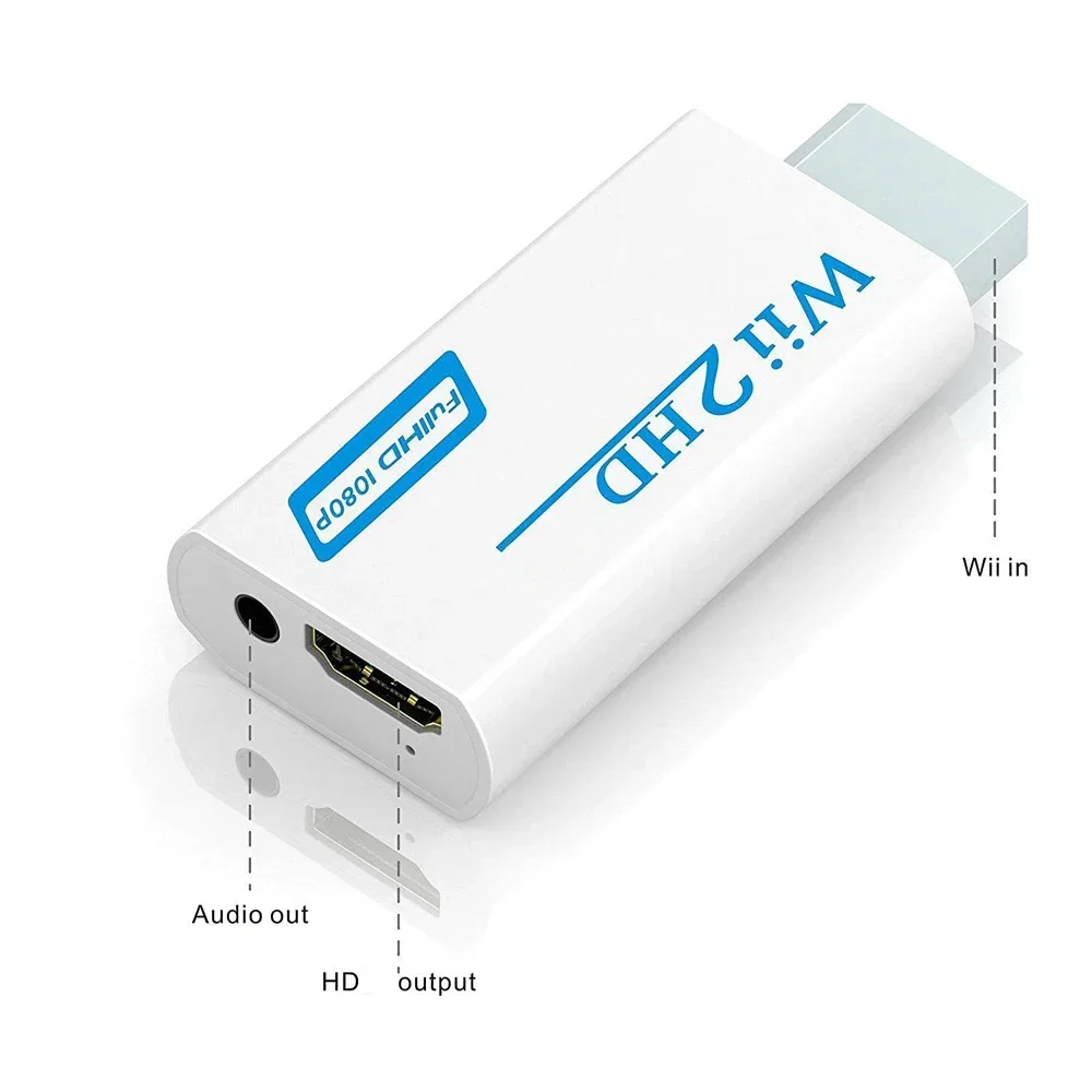 1080p full hd adaptador conector 3.5mm áudio de vídeo para pc hdtv monitor wii2hdmi-compatível wii para hdmi-conversor compatível