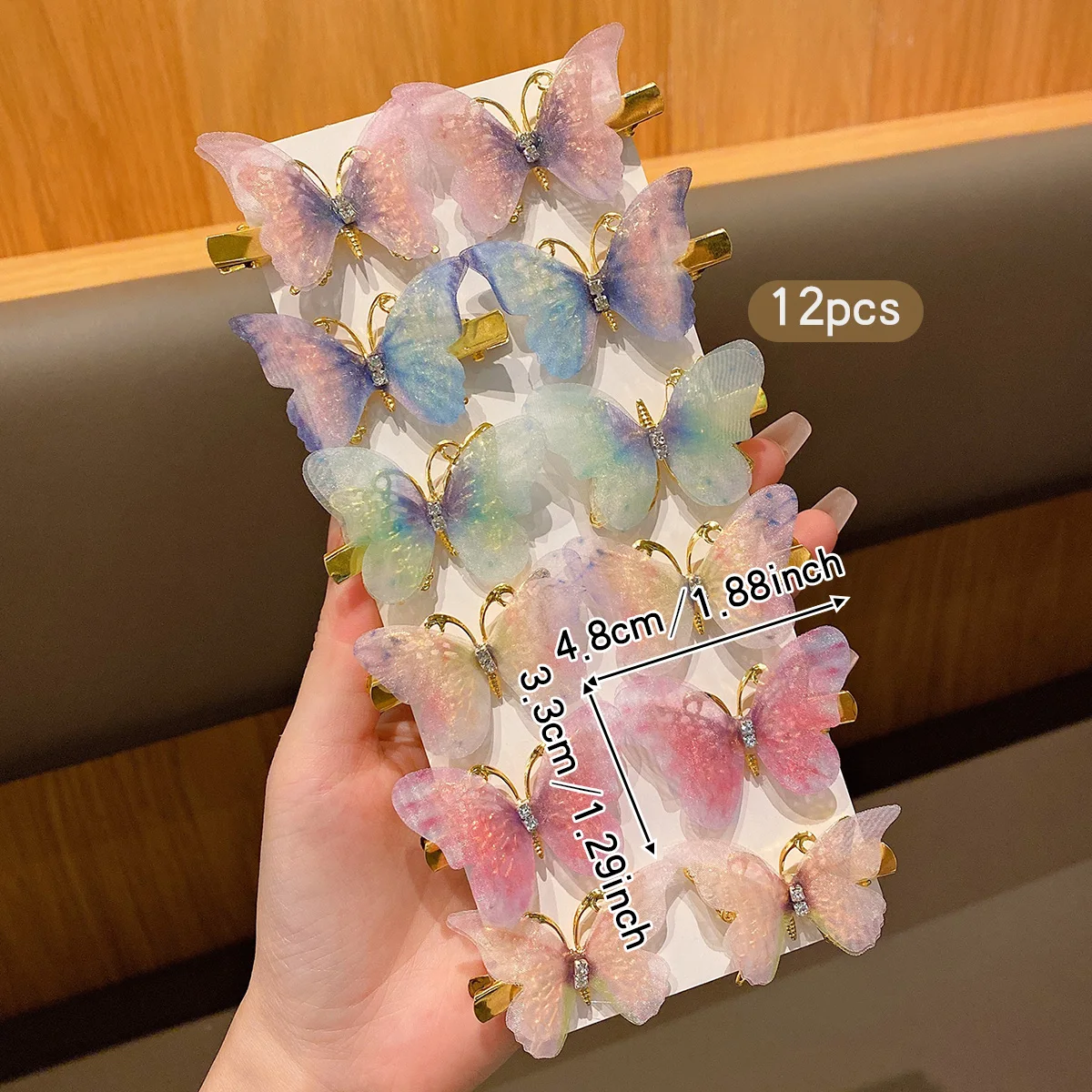 กิ๊บติดผมผีเสื้อลมหวาน 12 ชิ้นกิ๊บน่ารักเหมาะสําหรับเครื่องประดับผมใช้ประจําวัน