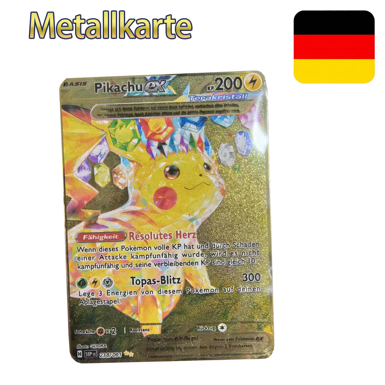 Металлические карты покемонов в Deutsch Terastal Pikachu Arceus Charizard DIY Коллекционная флэш-карта Аниме Мультфильм Подарок