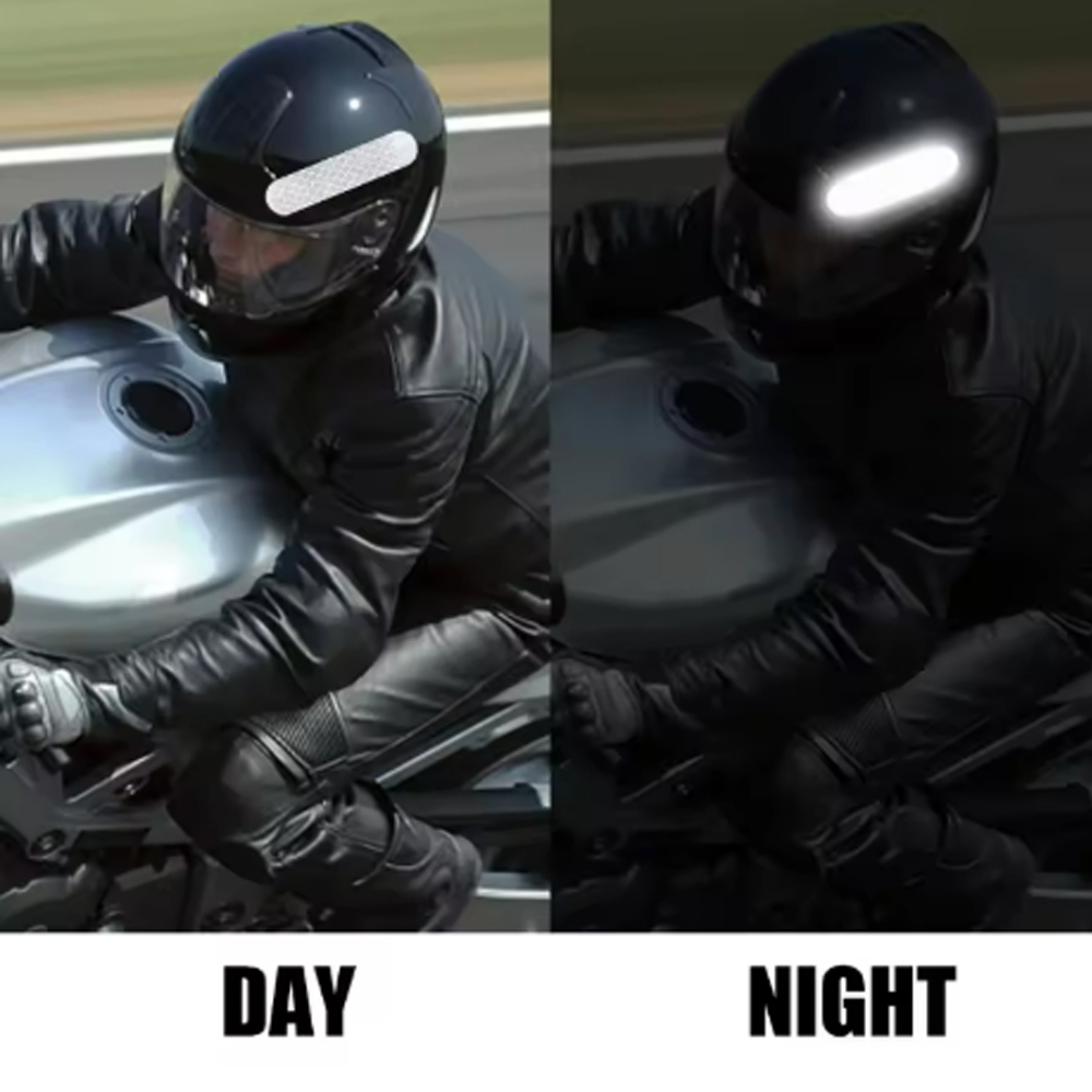 Faixa de adesivos refletivos de aviso de segurança para capacete de motocicleta, fita refletora à prova d'água de alta visibilidade para andar noturno, carro de caminhada