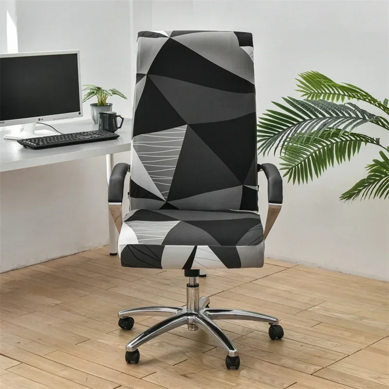 Funda para silla de oficina con estampado geométrico, fundas elásticas de LICRA para reposabrazos para juegos, funda protectora de asiento giratoria elástica, 1 ud.