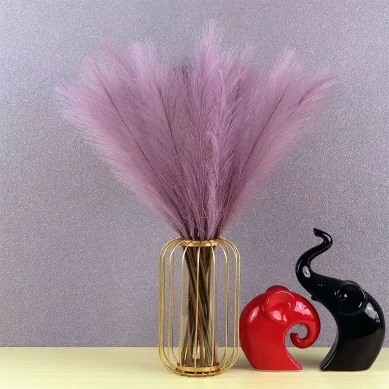 Hierba pompón Artificial para decoración del hogar, ramas falsas y esponjosas, tallos de plantas, jarrón de relleno, arreglo floral bohemio, 10 piezas