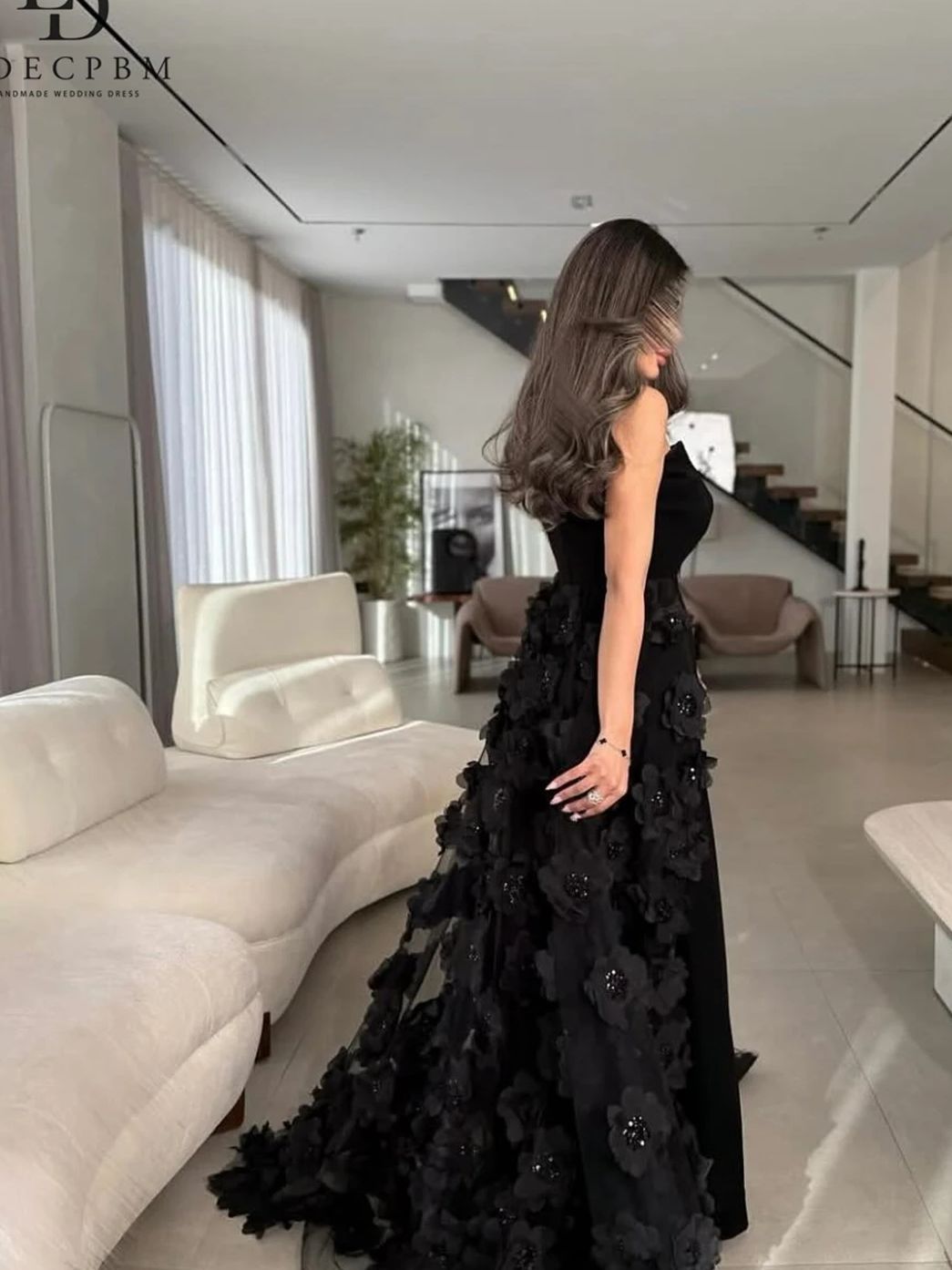 EDECPBM Maßgeschneiderte Abendkleider für 15-Jährige Quinceanera-Kleider, luxuriöse Abendparty-Kleider, Abschlusskleider, schwarzes Kleid