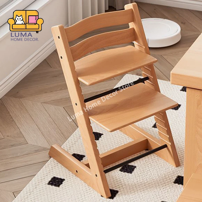 Luma Infant Toddler Baby Growth Dining Chair for Children's Feeding Dining, Wooden High Chair Adjustable with Seat, Backrest