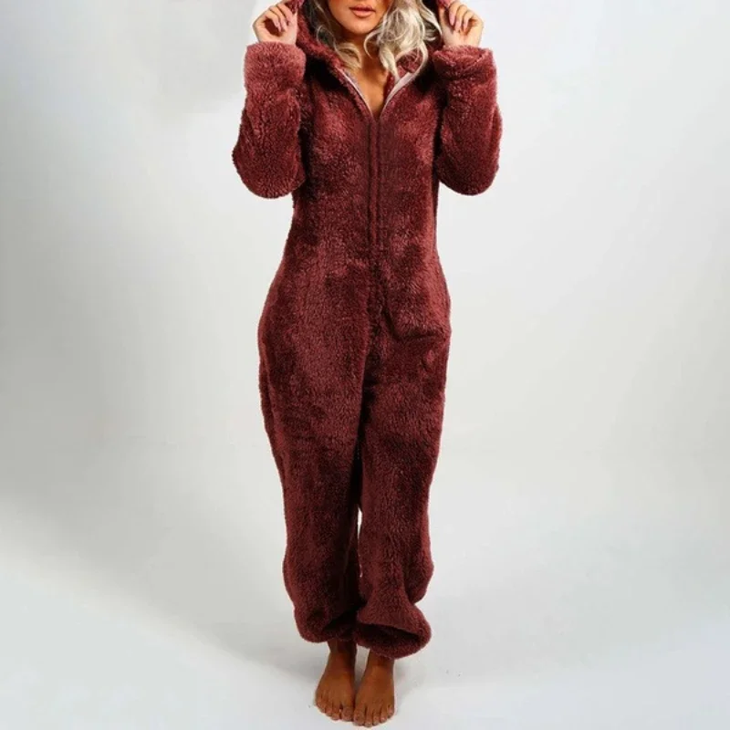 2022 ファッション Onesies フリースパジャマ全体プラスサイズフードセットパジャマ女性のための大人の冬暖かいパジャマ女性 S-5XL