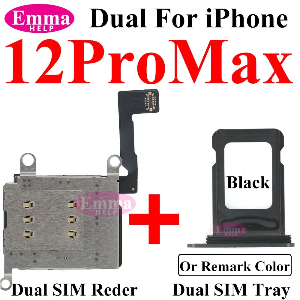 EmmaHelp Conector de lector de tarjetas SIM dual Cable de cinta flexible para iPhone 11 XR 12 13 14 15 Pro Max Soporte de ranura para bandeja de tarjeta SIM. Color de observación de la tarjeta SIM