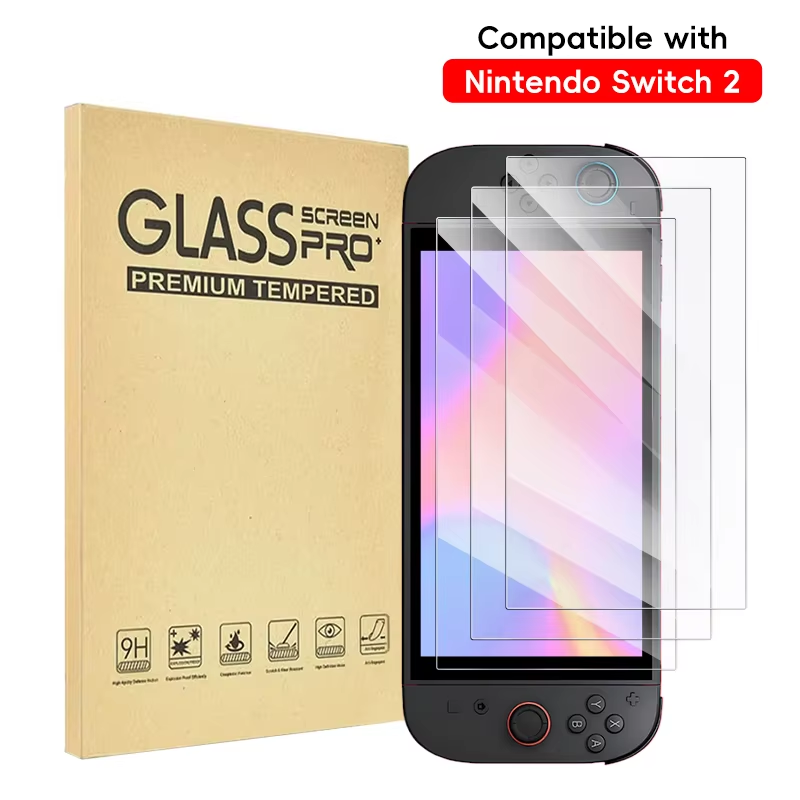 9H Tempered Glass for Switch 2 Screen Protector, HD Clear Anti-Scratch Protective Film Switch2 Console Accessories