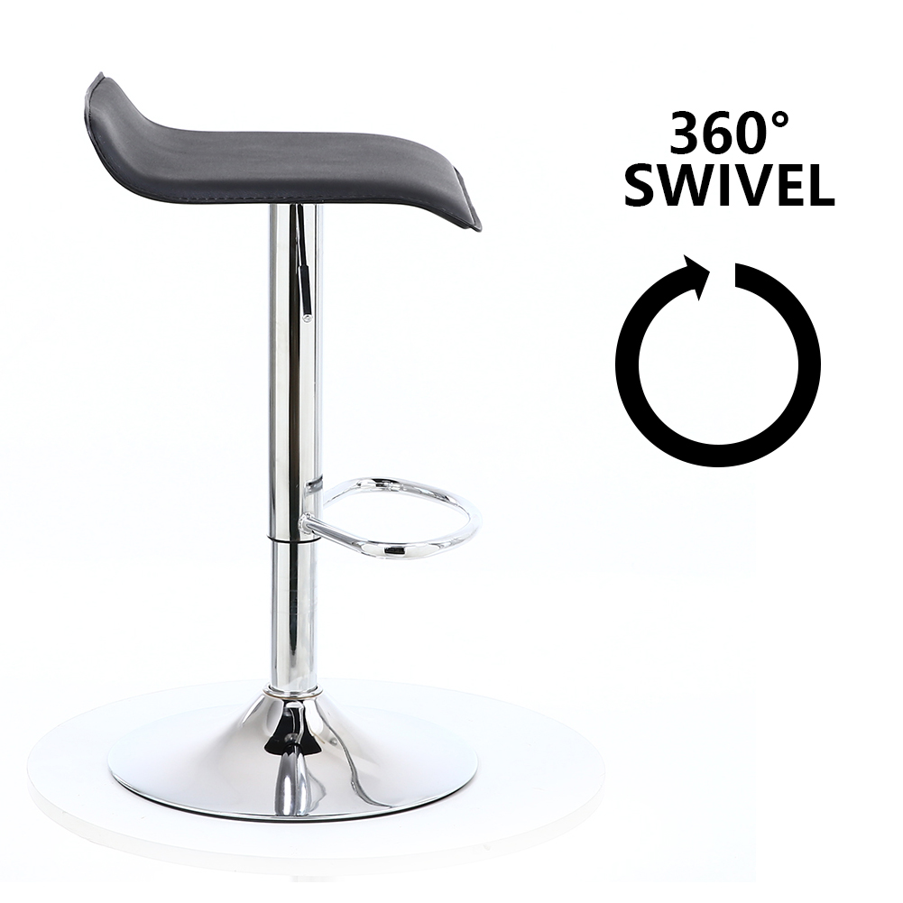 KKTONER-Tabouret de Comptoir Réglable en Cuir PU, Ensemble de 2 Barres Carrées, Noir