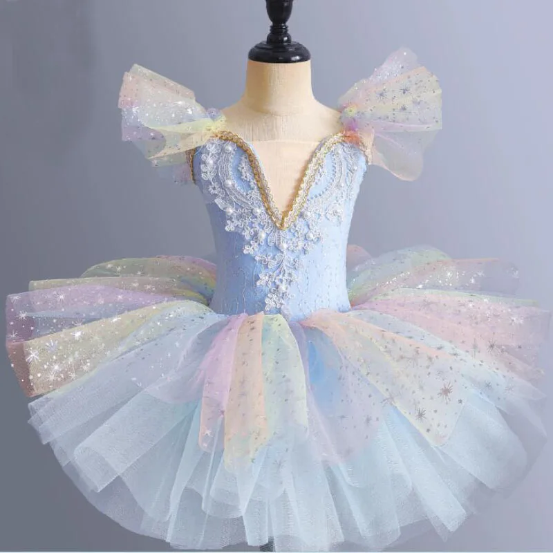 เด็กวัยหัดเดินSequinedสีขาวบัลเล่ต์Tutuชุดสาวชุดเต้นรําแจ๊สเด็กBallerinas Tutuชุดเด็กเสื้อผ้าเต้นรําบอลรูม