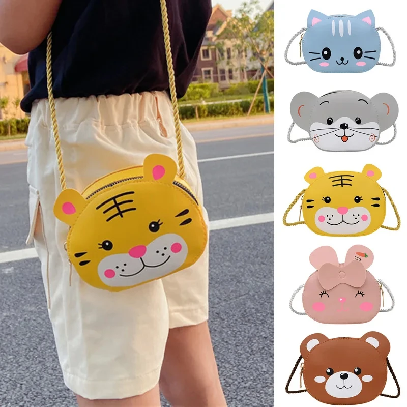 Kinder Baby Mädchen Jungen Cartoon Tier Tasche Umhängetasche Design Geldbörse Handtaschen Taschen PU Leder Niedlichen Kaninchen Snap Schulter Tasche 2024 Geschenk
