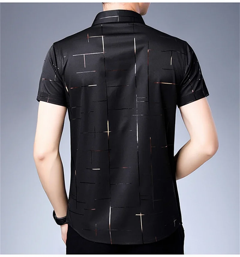 Nueva camisa de manga corta informal de negocios para hombres, sin hierro ni resistente a las arrugas