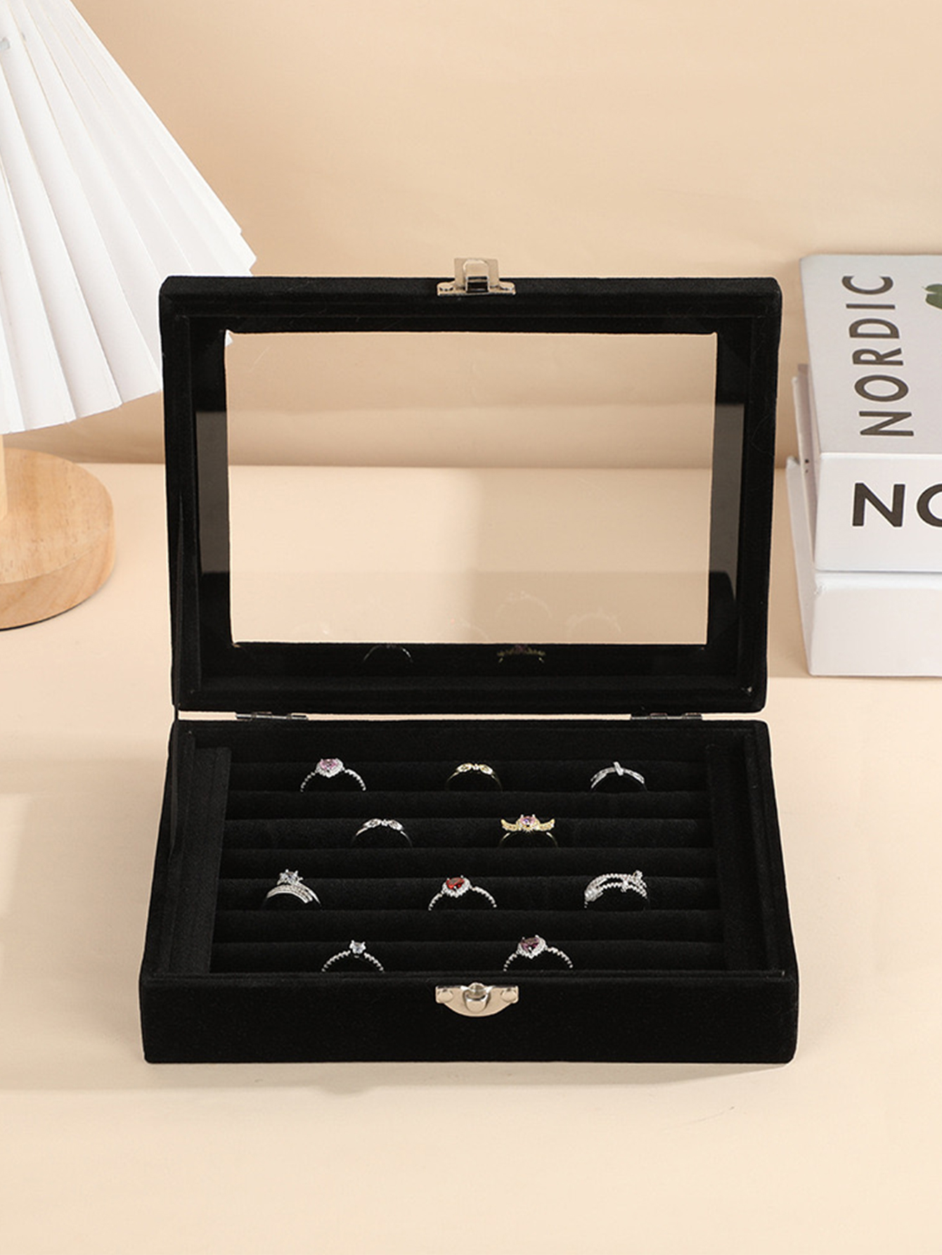 1PC Schmuck Aufbewahrungsbox Großhandel Hause Schmuck Display Box mit Überzogene Halskette Ring Schmuck Organizer