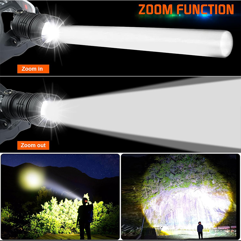 2024 Lampada frontale a LED ultra potente Torcia frontale super luminosa a lungo raggio Torcia frontale ricaricabile USB Lampada da caccia per pesca