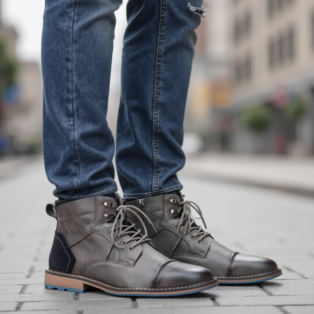 Rozmiar 7-13 Botki męskie Męskie skórzane buty Markowe buty męskie # AL605