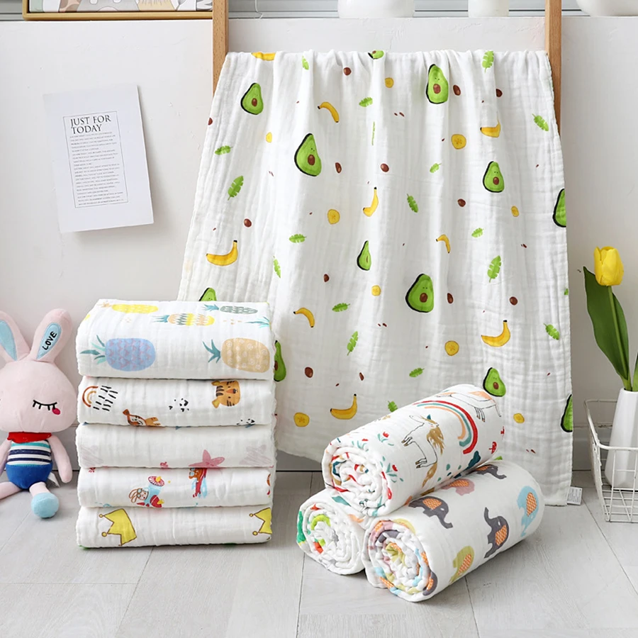 Serviette de bain pour bébé, peignoir pour nouveau-né, couverture d'emmaillotage en coton pour garçon et fille, gant de toilette en gaze à 4 couches, couverture pour enfants