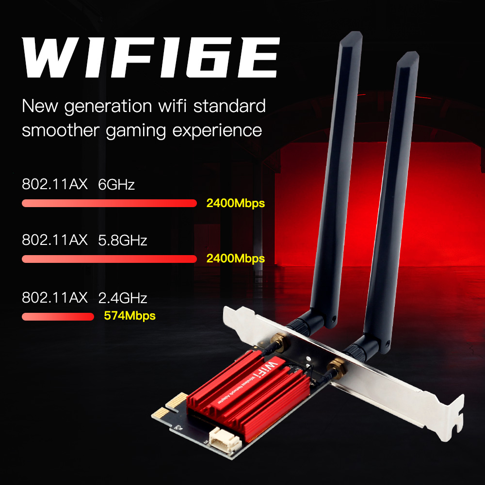 Adaptador PCI-E inalámbrico WiFi 6E AX210 Tri-banda 2,4G/5G/6Ghz Compatible con BT 5,3 802.11AX tarjeta Wi-Fi de red para PC Win 10/11