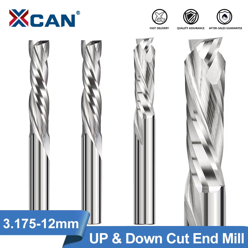 XCAN 3,175-12 мм, хвостовик вверх и вниз, режущий инструмент с двумя зубьями, Фрезерный инструмент для дерева, фрезерный станок с ЧПУ, Концевая фреза с ЧПУ