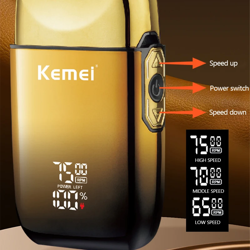 Kemei TX10 Barbeador Elétrico Cabelo Recarregável Barba Folha Navalha Para Homens Cabeça Careca Barbear para Homens Máquina