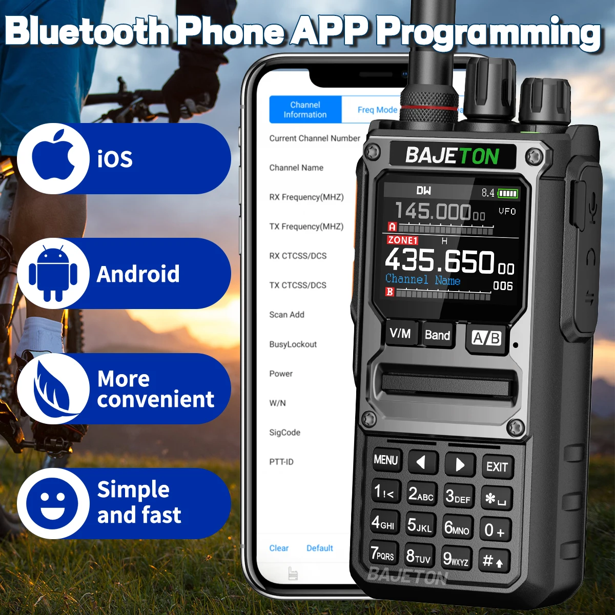 BAJETON BJ-7800 Walkie Talkie de largo alcance SW MW LW AM SSB CB 10W recibir programación inalámbrica de teléfono Bluetooth NOAA Radio bidireccional