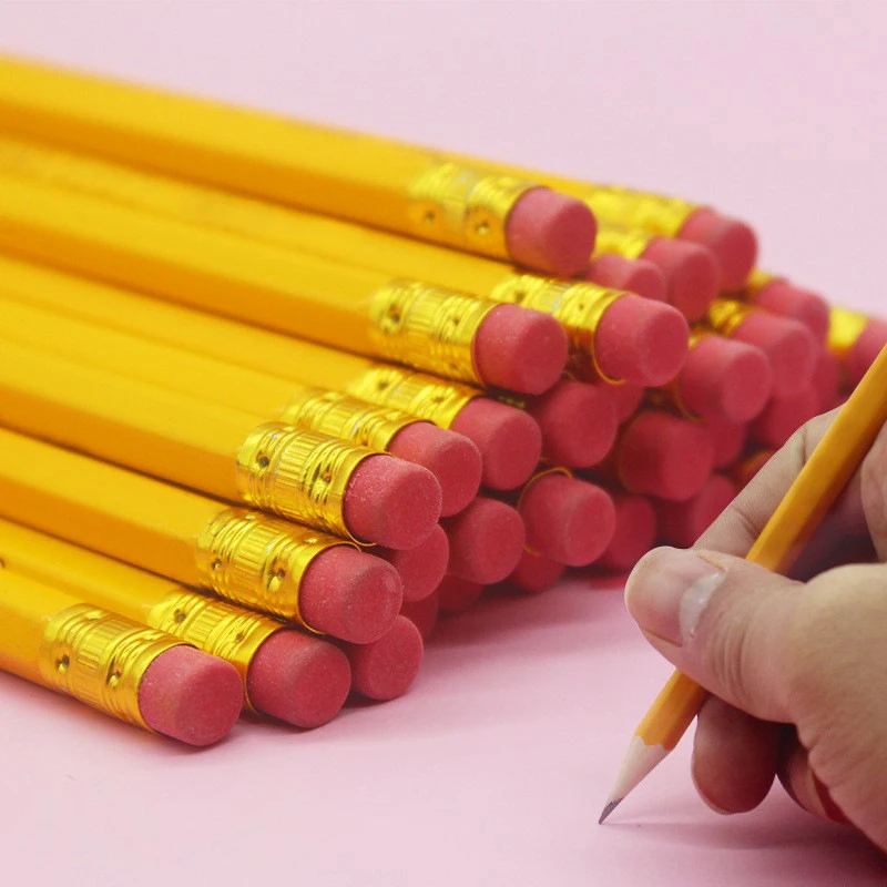50/100/150 stuks potloden met gumblad, 2 HB-potloden tekenen en schetsen, gele potloden op hout gevuld voor kantoor, schoolbenodigdheden