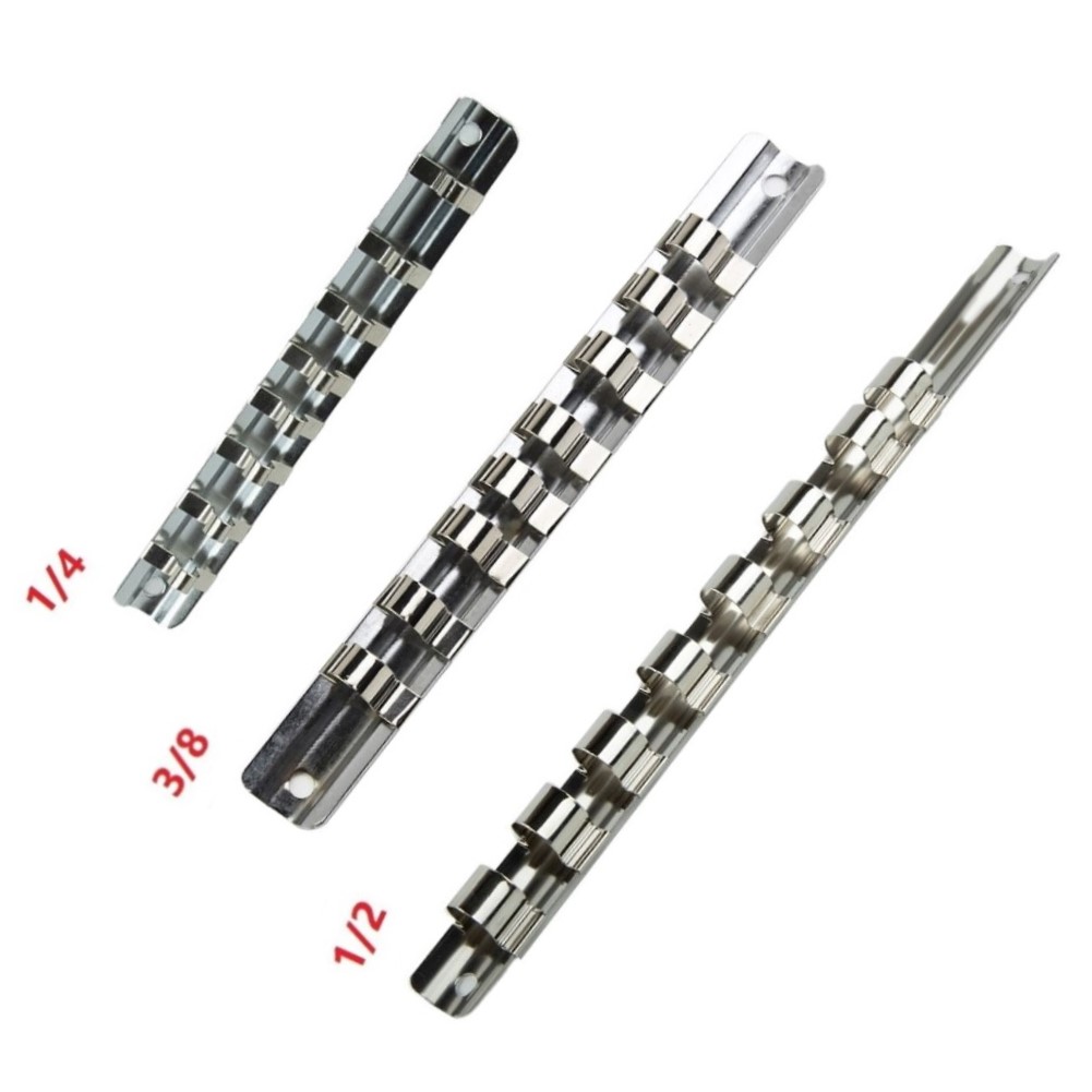 1Pcs Socket Rack Holder 1/4" 3/8" 1/2" With 8 Clips On Rail Tool Organizer Storage Socket Storage Rack For Storing Loose Socket