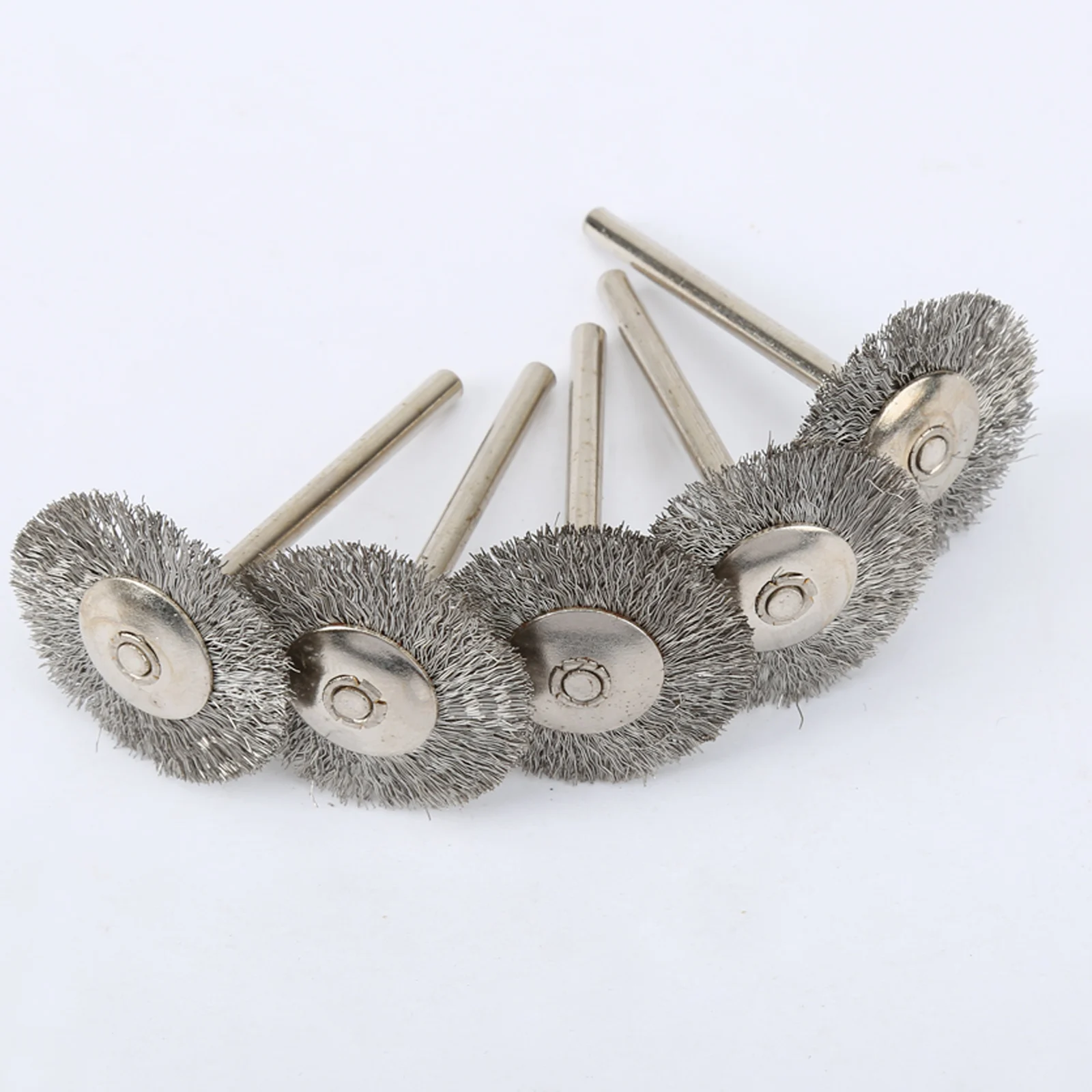 Cepillos de alambre de acero inoxidable, disco redondo para amoladora de troquel, pulido rotativo de herramientas, accesorios, 5 uds., 25mm