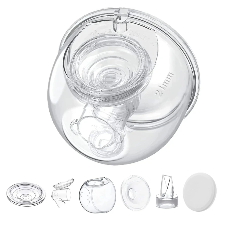 Set mit 6 tragbaren Muttermilch-Extraktions-Auffangbechern mit Flanscheinsatz und staubdichtem Abdeckdeckel für die QX2D