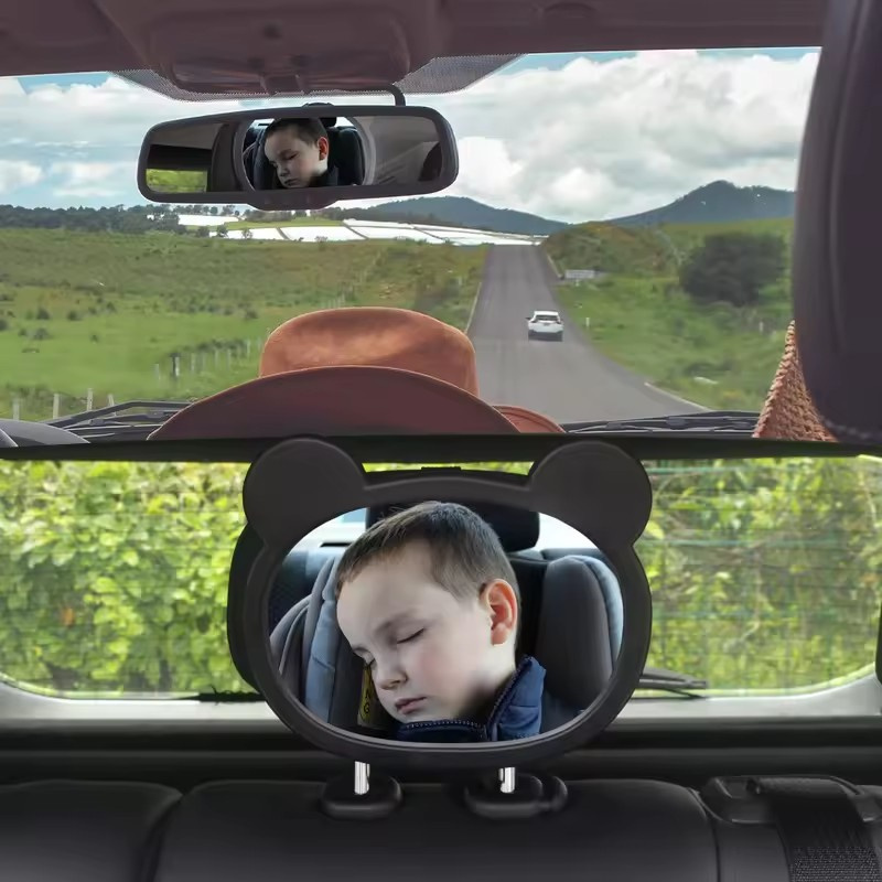 Регулируемое автомобильное зеркало заднего сиденья, мультяшное широкое зеркало для детской безопасности, универсальное небьющееся автомобильное детское радионяни