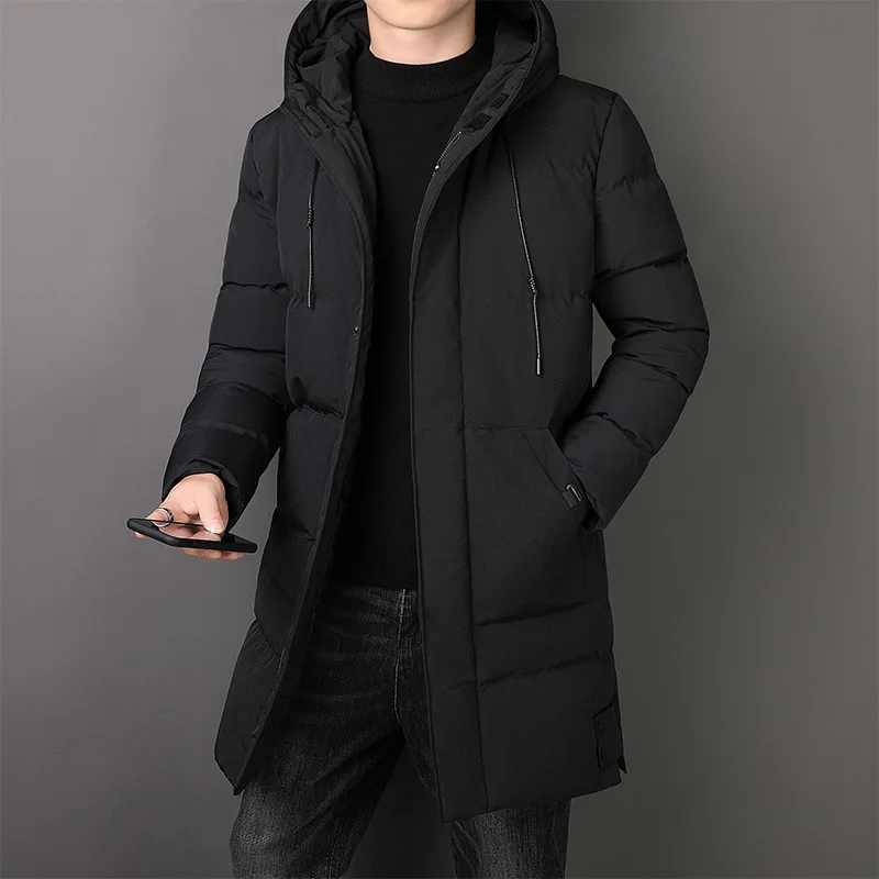 เสื้อแจ็คเก็ตผู้ชายหนายาวเสื้อ Casual SLIM FIT Hooded Men's Parkas ฤดูหนาวผ้าฝ้ายเบาะแจ็คเก็ตแบรนด์เสื้อผ้า
