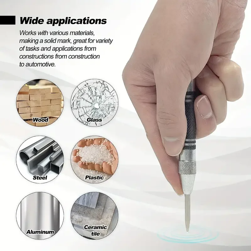 Auto Center Puncher Hole Marker Legno Metallo Acciaio Carico a molla Kerner Drill Locator Heavy Duty Punch Carpenteria Utensile manuale automatico