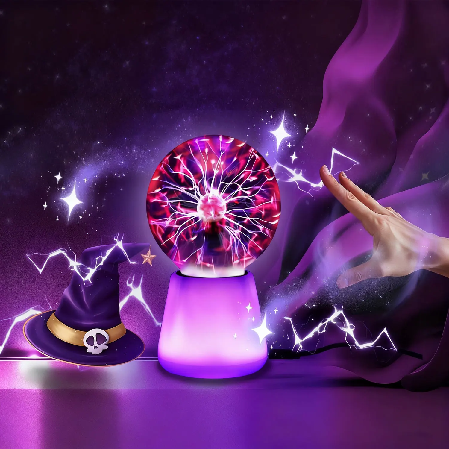 Plasmabal Wetenschapsspeelgoed voor kinderen Aanraakgevoelige plasmabol Decoratieve lamp Nieuw speelgoed Halloween Kerstmis 7,5 cm