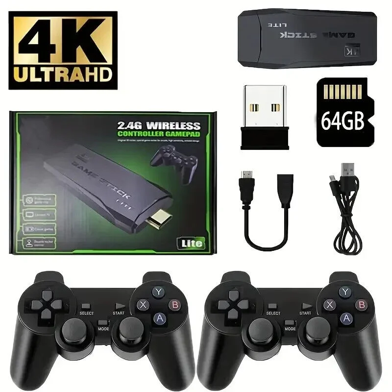 Retro Video Game Console Stick M8 Wireless Controller 4K 20000 Emulators 9 Built-in Games PS1 Compatible Gift for Kids
