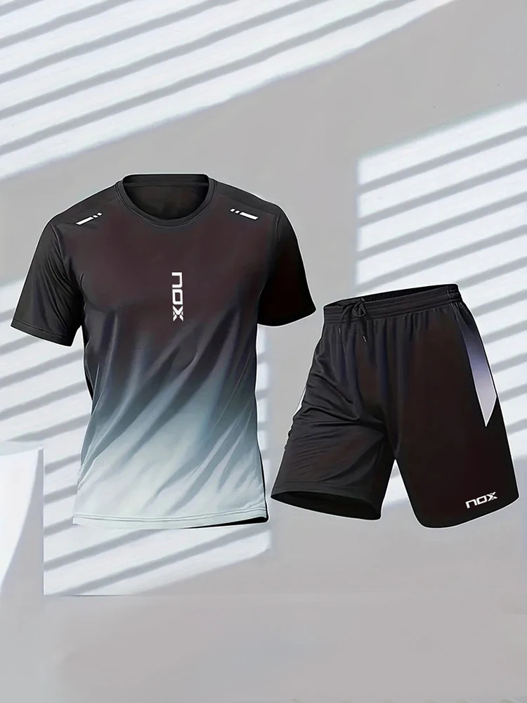 2024Nox ชายเทนนิสกีฬาเสื้อยืดและกางเกงขาสั้นหลวมชุดสบายฟุตบอลกีฬากางเกงขาสั้นฤดูร้อนผู้ชายแบดมินตันการฝึกอบรมสวมใส่