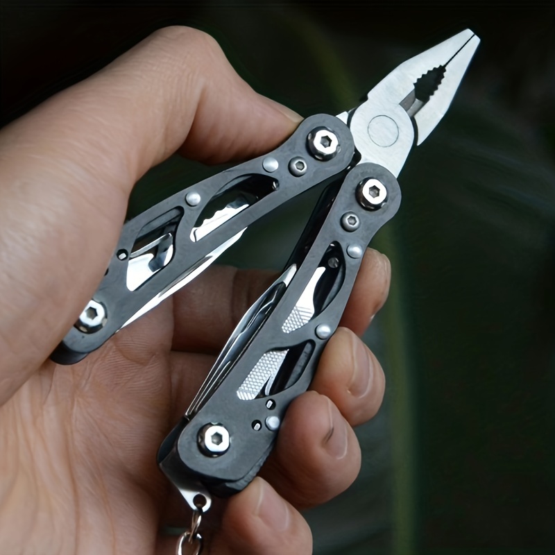 Multiherramienta con bloqueo de seguridad, alicates multiherramienta de acero inoxidable, cuchillo de bolsillo, Abrebotellas especial, destornillador con nailon Sh