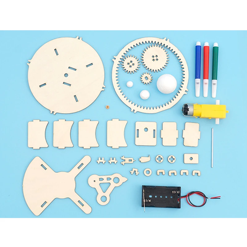 DIY Solar System Model Kit Wooden Puzzle Mechanical Set Assembling Sun Earth Moon Planet Educational Science Toys for Kids