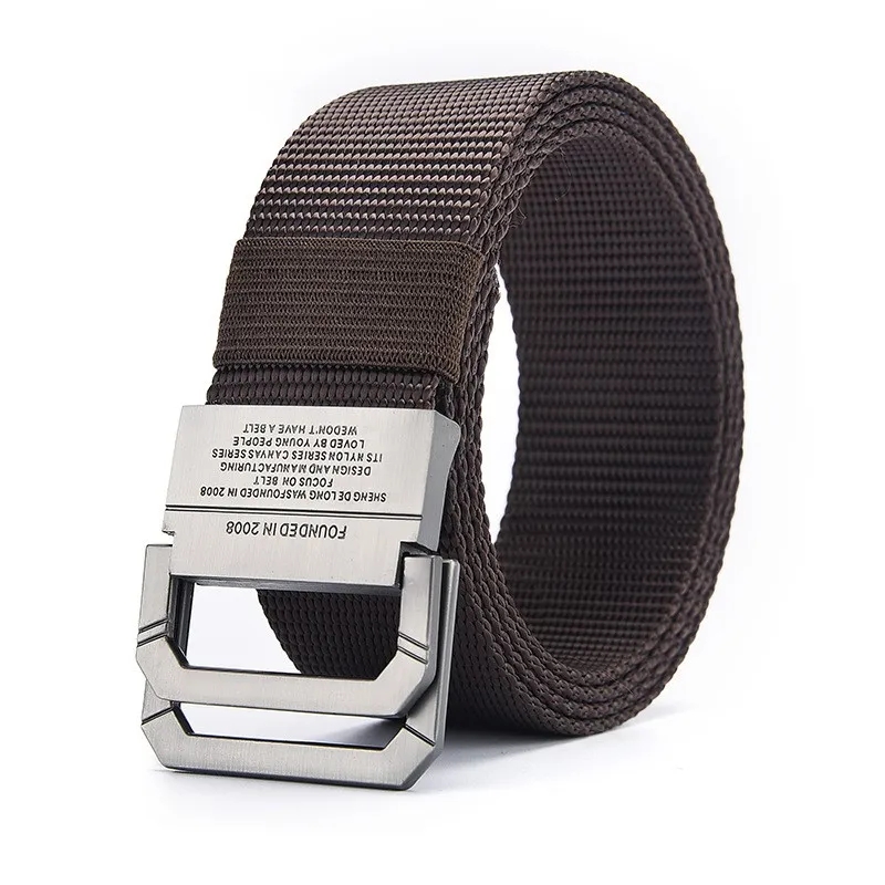 Herenriem Trend Canvas riem met dubbele lusgesp Damesriem met cargobroek Jeansriem Buitensportriem Geen geperforeerde riemen