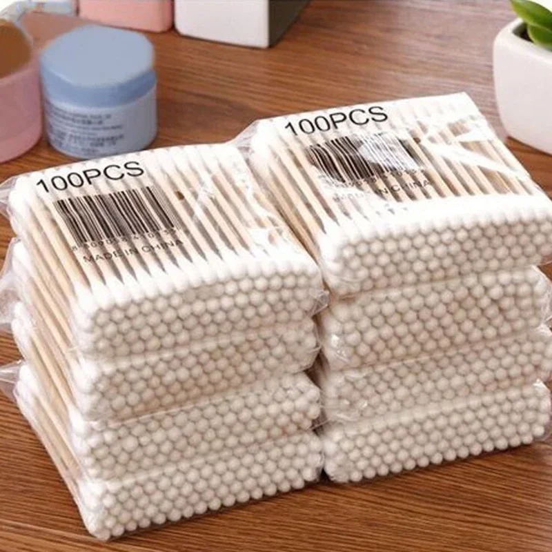 500pcs Cotton swab double headed disposable sterile household ear cleaning, makeup removal, makeup and beauty cotton swab
