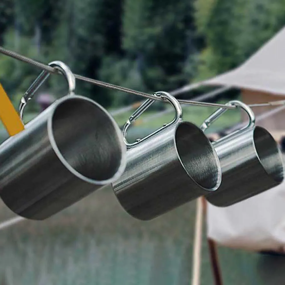 TARKA Camping ถ้วยน้ําปุ่ม 220/300ml One Person ถ้วยน้ําสแตนเลส Mountaineering Camping Picnic Tableware