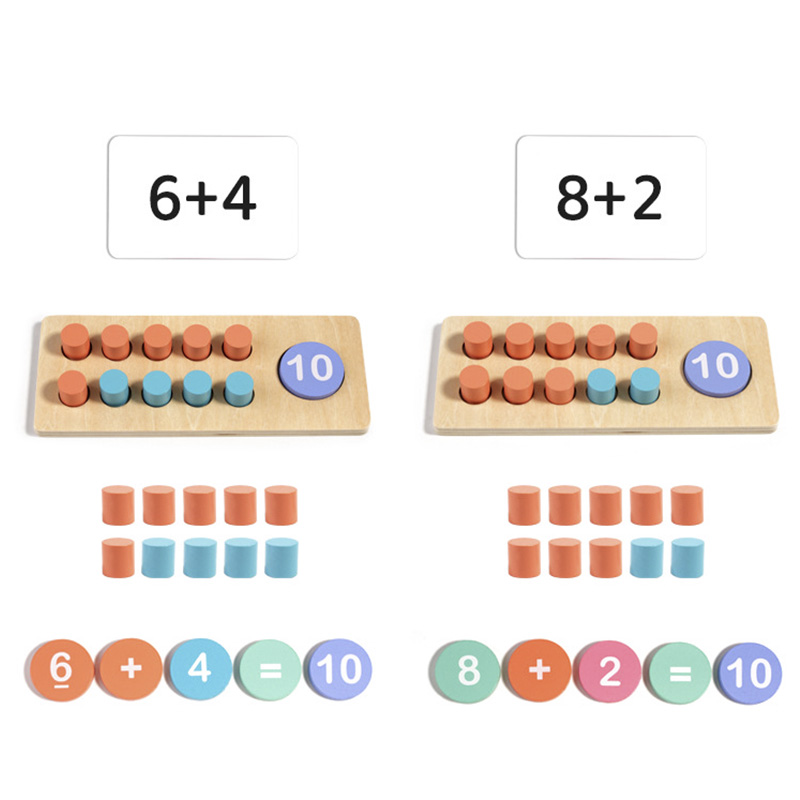 Placa de números de madeira para crianças, correspondência cognitiva, adição, subtração, operação montessori, pensamento lógico, treinamento, brinquedos matemáticos