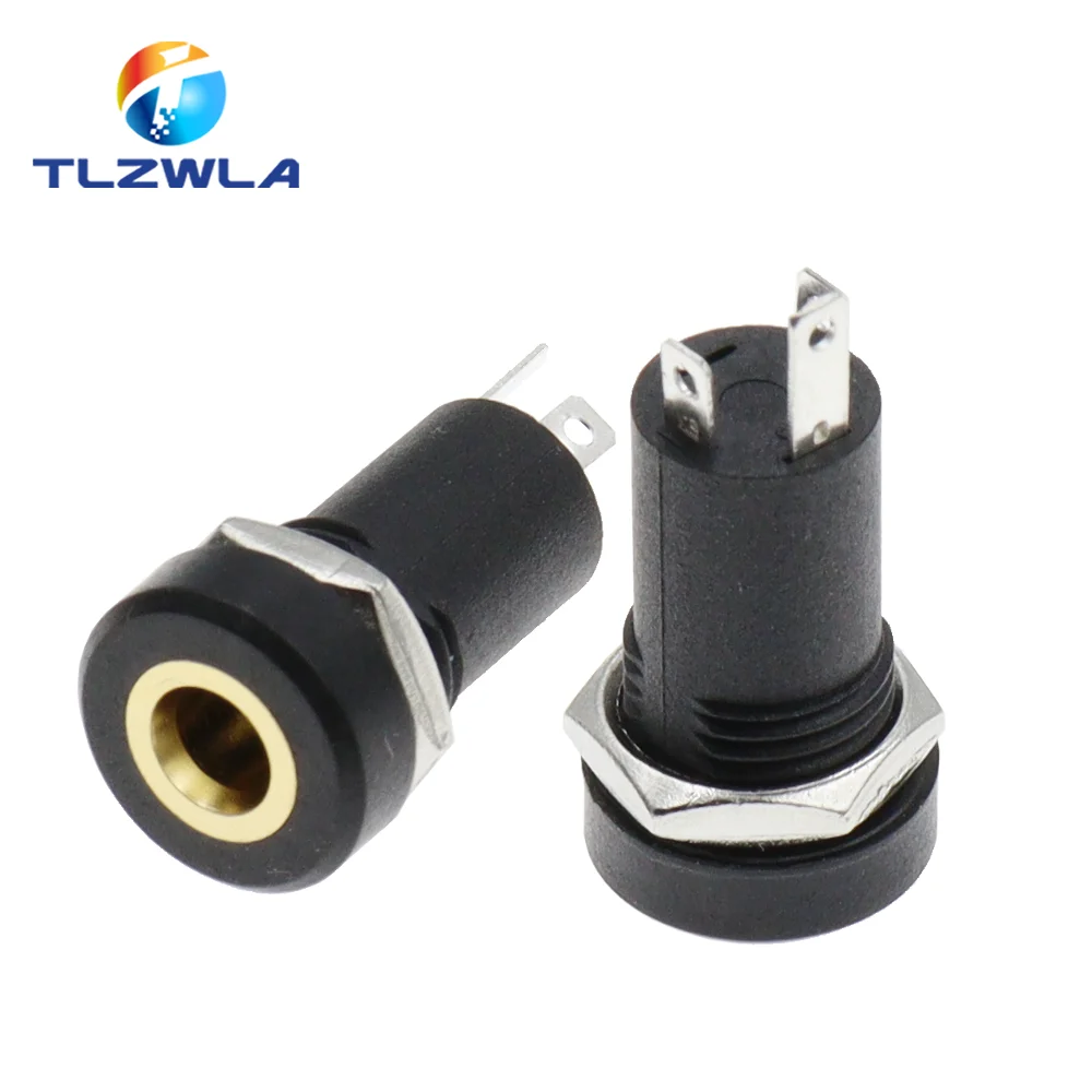 5 uds PJ392A conector Jack de Audio de 3,5 MM 3 polos negro estéreo montaje en Panel de soldadura dorado con tuercas PJ-392A