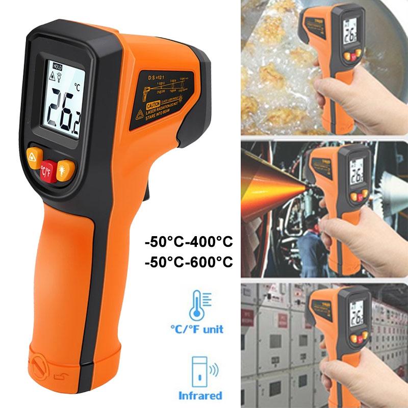 T400 T600 Digital Infrared Thermometer -50~600℃ 12:1 IR Termometro Gun Pyrometer Non-Contact Laser Temperature Meter Gauge Tools
