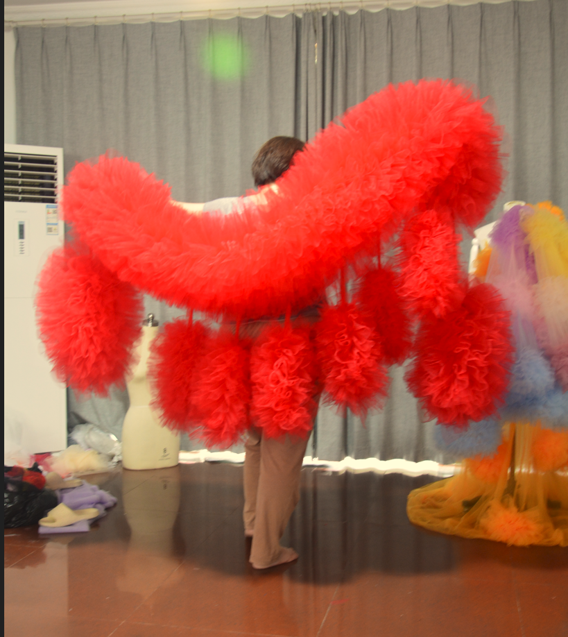 Reuze tule boa's Mode Podiumbal feest Club pluizige Ruffle boa's sjaal wraps tippet cappa opera cape bruiloft accessoire op maat