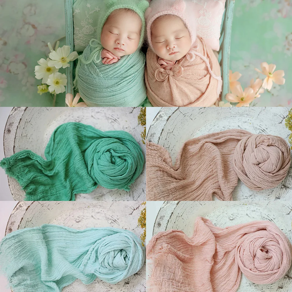 Rekwizyty do fotografii noworodkowej miękka, wysoka rozciągliwość bawełniana chusta Seersucker pomoc w pozowaniu dziecka rekwizyty do sesji zdjęciowej akcesoria fotograficzne dla dzieci