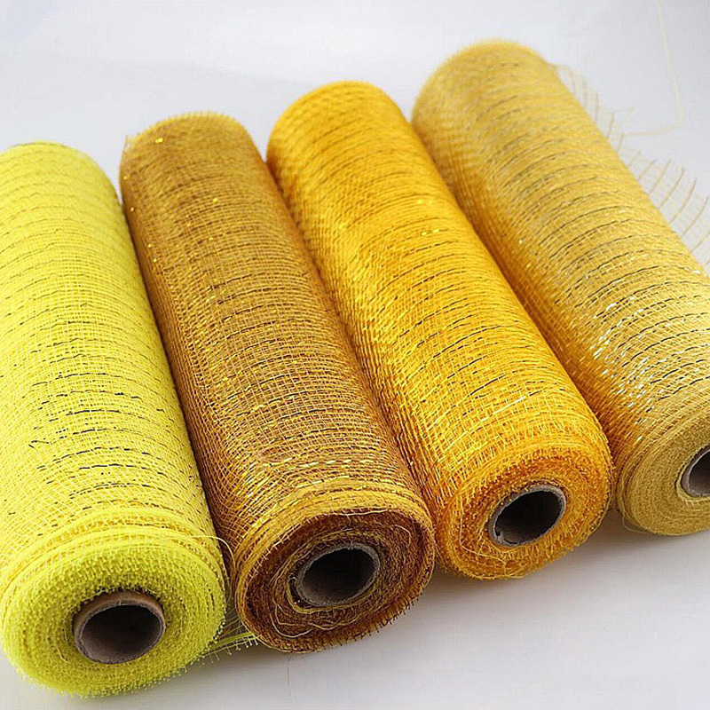 10 Yards Gold Draht geflecht Stoff für DIY Band Bögen Blumenkranz Metallic Mesh Geschenk verpackung Netz Hochzeit Weihnachts dekoration