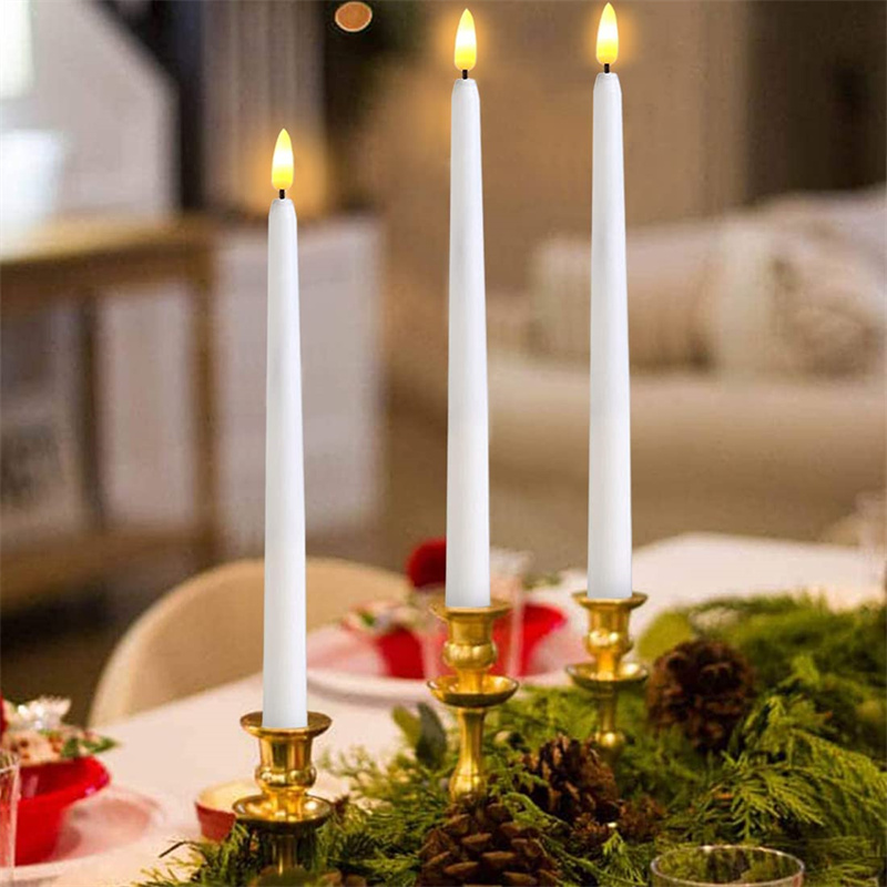 6/12pcs LED Flameless Taper Candles Flickering Electric Long Candle Light Dinner Candle Candlesticks Decor Party Wedding Home