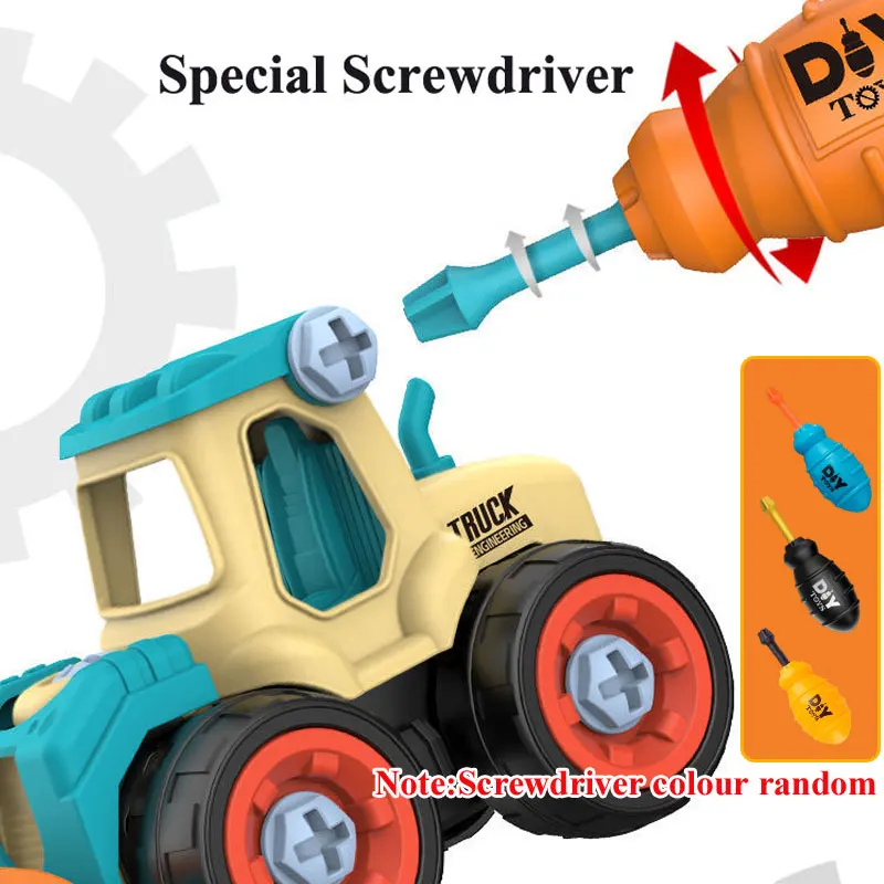 Giocattolo per escavatore a vite per dado per camion fai-da-te per ingegneria in miniatura per bambini per regalo modello di auto/camion educativo per bambini